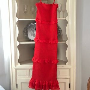 NWT gorgeous bebe smocked midi dress